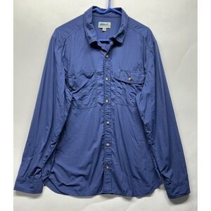 Edgevale Mens Size XL Blue Long Sleeve Nylon Button Down Shirt (L2)